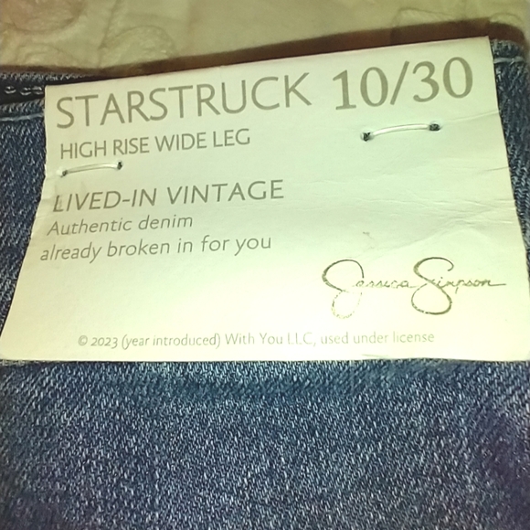 Jessica Simpson Starstruck High Rise Wide Leg Blue Jeans NWT - Picture 3 of 10
